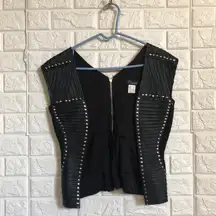 Venus‎ studded pleather open front vest with zipper back size 2