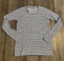 Swiftly Tech Gray Striped Long Sleeve