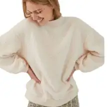 Porridge Sherpa Balloon Sleeve Crewneck Sweater Sweatshirt