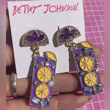 Betsey Johnson  purple soda drinks lemon 🍋 earrings drops