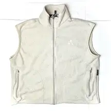 Eastern Mountain Sports Vest Women Large Beige Full Zip Outdoors Fleece EMS‎