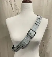 Alt Fashion Silver Glitter Pyramid Studded Belt XL | Goth Emo Whimsigoth