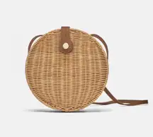 Zara Basics Round Raffia Crossbody Bag
