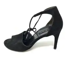 Paul Green Sandals Women's UK 7.5 US Size 10 Black Suede Ankle Tie Heels