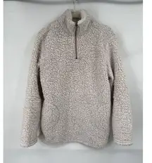 Love Tree Sherpa Quarter Zip Pullover Women M Ivory Cream Minimalist Granolagirl