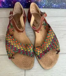 Calza Hortegas Mexican Huarache Sandals Handwoven Aztec Southwestern Leather 7