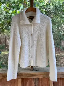 UGG Women's White Fleece Lightweight Button Front Jacket Size M