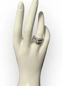 925 Cubic Zirconia Engagement Wedding Ring 2 Piece Set Size 9 NEW in Box