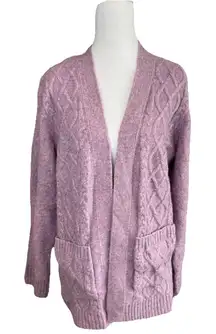 Croft &Barrow Cardigan Women’s Size M Purple Open Front Long Sleeve Knit Sweater