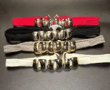 Women's Bundle Set of 4 Red Black White Brown Gold-Tone Hardware Belts