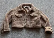 Brown Crop Sherpa Jacket