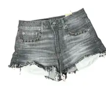 American Eagle Vintage High Rise Festival Cutoff‎ Denim Jean Shorts Studded 6
