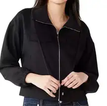 Nine West Black Soft Utility Crop Zipper Jacket Size Medium