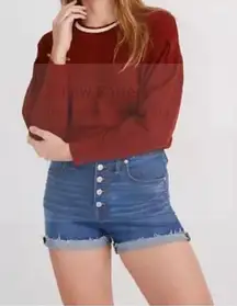 Madewell High Rise Denim ShortsSize 26 Buttons Casual Distressed Hem