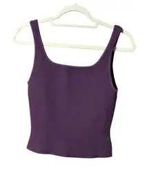 Aritzia Babaton Sculpt Knit Squareneck Ribbed Cropped Tank Sz M Rich Purple