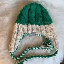 American Eagle AEO Green Cable Double Knit Beanie Hat