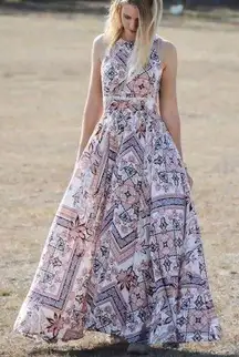 NWT Abel The Label Maxi Dress Womens Cutout Smocked Halter small