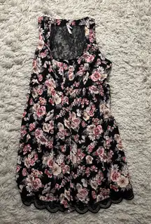 Xhilaration Black Floral Lace Dress Size L