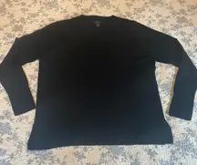 Halogen Nordstrom V-Neck Black Merino Wool Blend Sweater Size Large