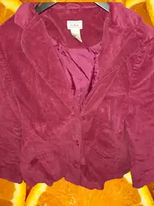 L.L.‎ Bean Maroon Corduroy 3 Button Blazer Size 16 Petite