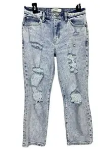 Abercrombie & Fitch Jeans 27/4 Short Acid Wash Distressed Mid Rise Boyfriend Y2K