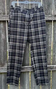 H&M Women’s Black Beige Slacks Pants Plaid 14