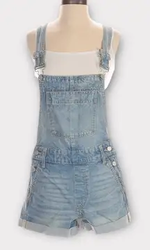 BDG Light Blue Denim Overall Shorts