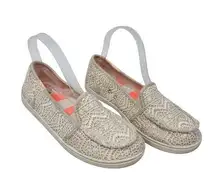 Roxy Crochet Slip On Comfort Casual Low Top Loafers Shoes Cream Size 7.5