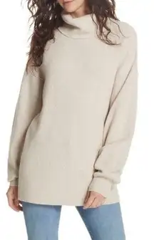 Womens Free People Oatmeal Oversized Turtleneck Sweater