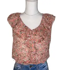 Spring Floral Ruffled Crop Top