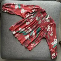 Anthropologie Dolan Left Coast Peaches Smocked 100% Silk Blouse XXS