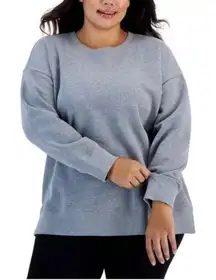 NEW ID Solid Crewneck Fleece Sweatshirt in Heather Grey, Plus Size 2X, New w/Tag