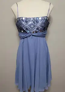 BCBGMAXAZRIA Periwinkle silk embellished dress size 8