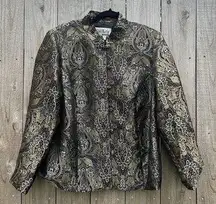 Vintage Sheri Martin Jacket Top‎ Size 16W Black Gold Silver Buttons Whimsygoth