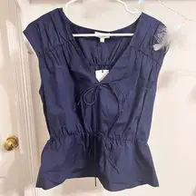 A loves A Navy Blue Peplum Blouse