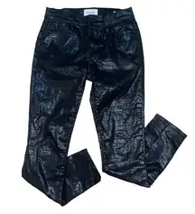 Frame Le High Skinny Jeans Noir Croc corcodile shine women’s size 24