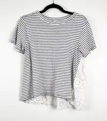 Sundance Women's Short Sleeve Striped Crochet Ruffle Tiered Back Sz‎ M