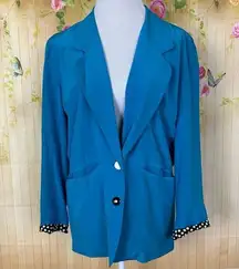 OLEG CASSINI Vintage Blue Silk Blazer