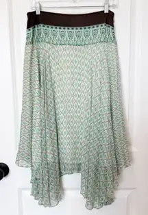 Banana Republic Womens Y2K Silk Handkerchief Hem Midi Skirt Size 4 Fairy Indie
