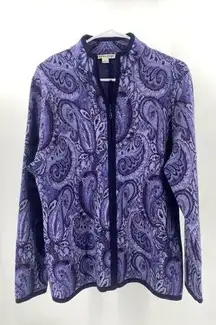 Pendleton full zip paisley print merino wool jacket, purple size Large