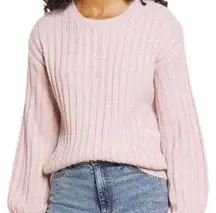 Blank NYC Ribbed Pullover Sweater Pink Lilac