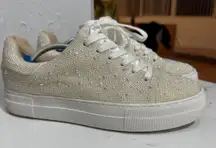 Betsey Johnson Ivory Sidney Pearl Sparkle Platform Sneakers, Size 9.5, Like New