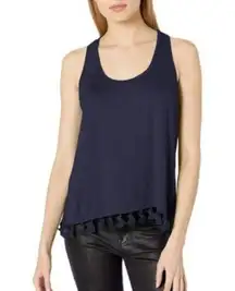 Trina Turk Tajo Tassel Hem Jersey Navy Blue Tank, XL