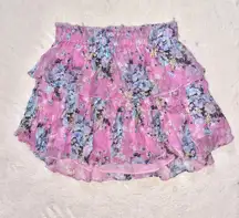 LoveShackFancy Ruffle Mini Skirt in Neon Bubbles size XS