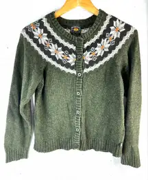 Route 66 S Vintage Fair Isle Wool Cotton Blend Cardigan Sweater