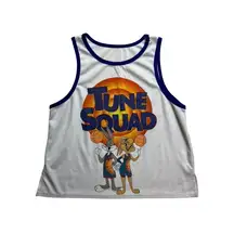 Space Jam Tune Squad Bugs Bunny Lola Bunny Basketball Tank Top White Blue Medium