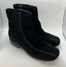 Clarks Black Suede Leather Ankle Boots Wide Width Comfortable Womens‎ 8.5