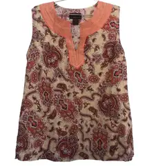 Anthropologie Fenn Wright Manson coral paisley embroidered linen women’s…‎