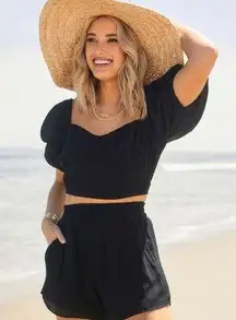 Black Abercrombie two-piece crinkle set - Size S top and S bottom