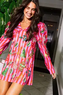 NWT Queen of Sparkles Pink Red Stripe Sequin Holiday Icon Christmas Dress M